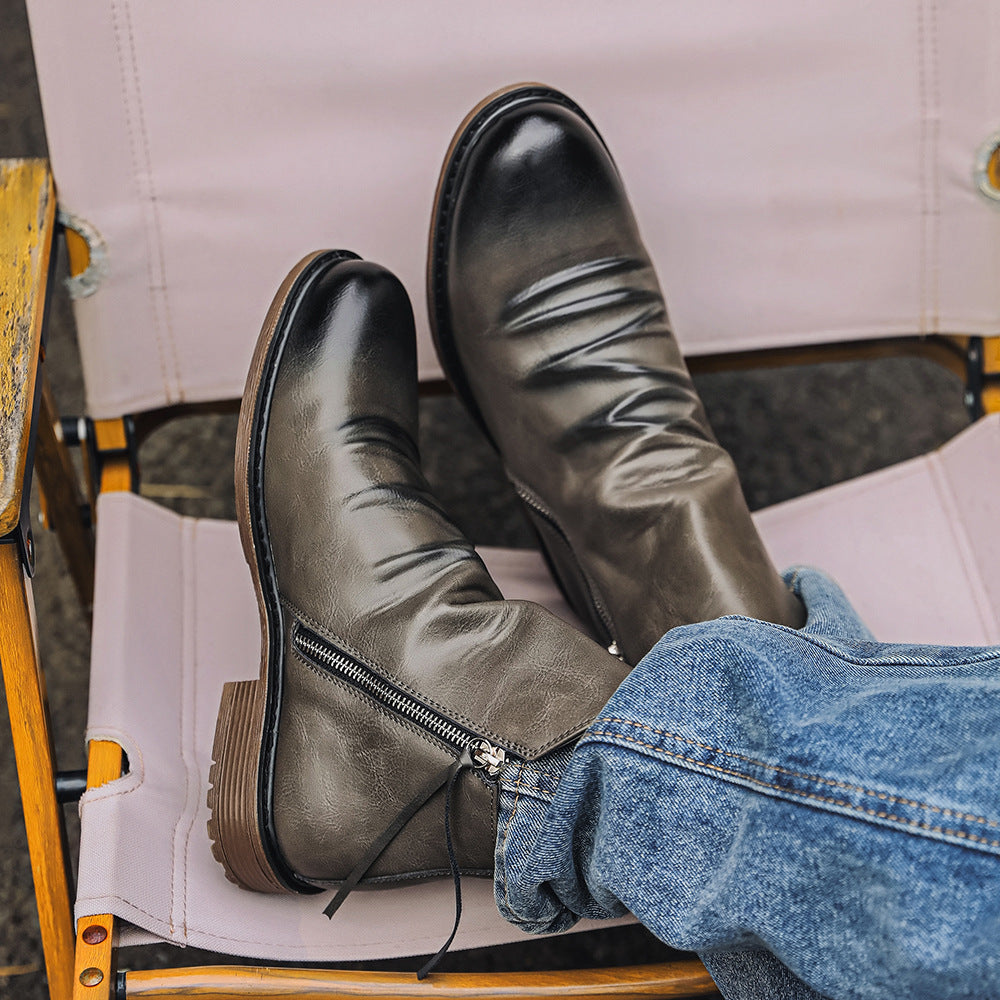 Botines de cuero para hombre con cremallera lateral - Alex