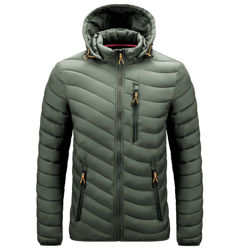 Chaqueta acolchada ligera hombre piel vegana capucha costuras diagonales sostenible - Sverre