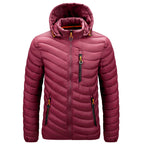 Chaqueta acolchada ligera hombre piel vegana capucha costuras diagonales sostenible - Sverre