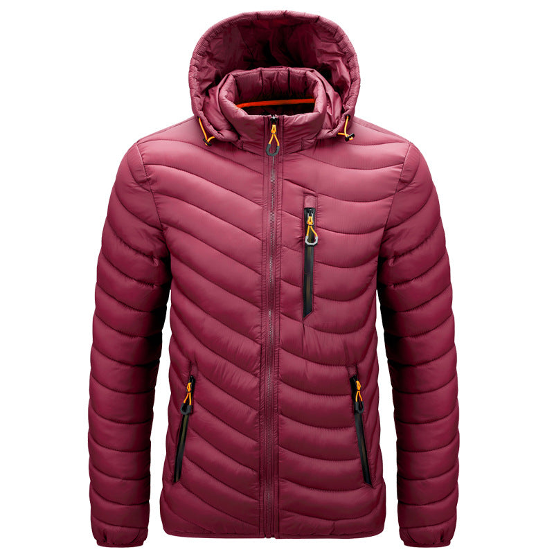 Chaqueta acolchada ligera hombre piel vegana capucha costuras diagonales sostenible - Sverre