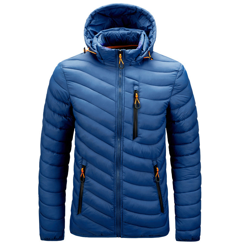 Chaqueta acolchada ligera hombre piel vegana capucha costuras diagonales sostenible - Sverre