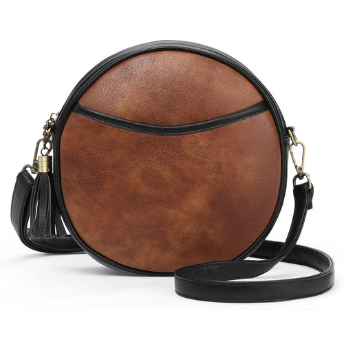 Bolso bandolera mujer diseño redondo efecto cuero vintage - Noelia