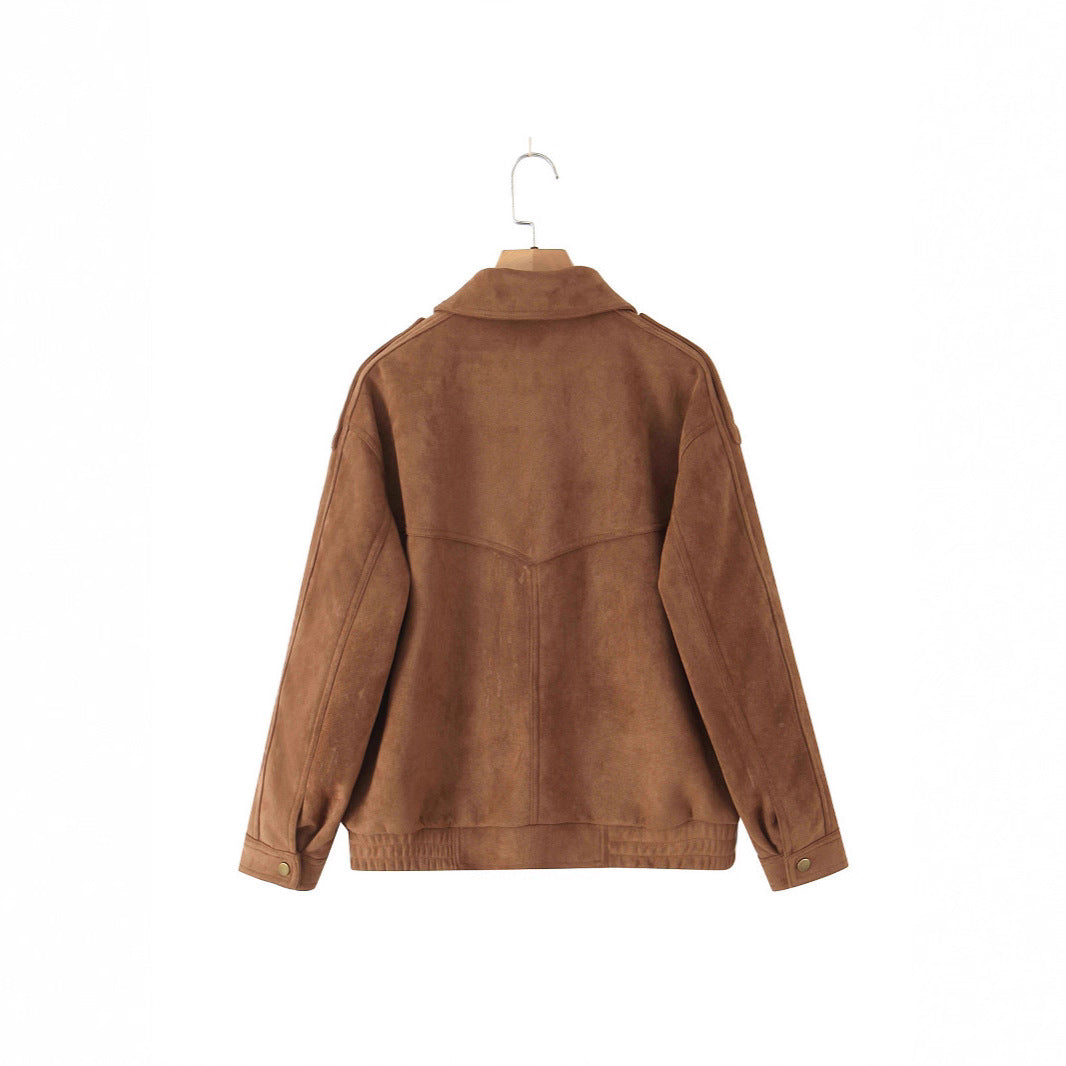 Chaqueta vintage de mujer efecto ante con bolsillos - Darsina
