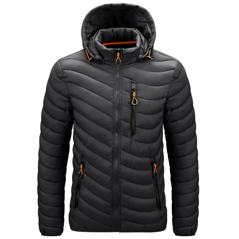 Chaqueta acolchada ligera hombre piel vegana capucha costuras diagonales sostenible - Sverre