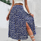 Falda midi mujer estampado floral abertura lateral - Amelia