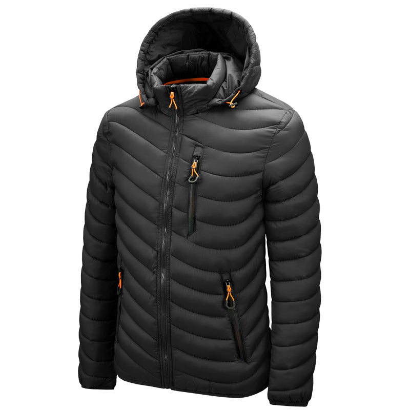 Chaqueta acolchada ligera hombre piel vegana capucha costuras diagonales sostenible - Sverre