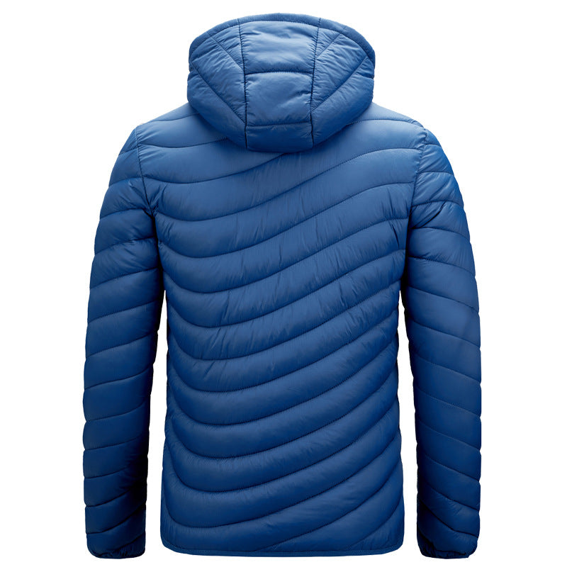 Chaqueta acolchada ligera hombre piel vegana capucha costuras diagonales sostenible - Sverre
