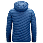 Chaqueta acolchada ligera hombre piel vegana capucha costuras diagonales sostenible - Sverre