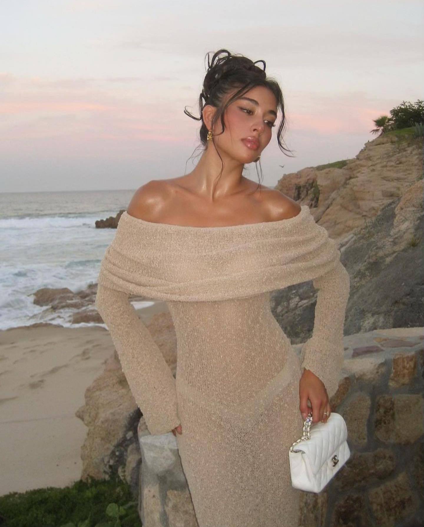 Vestido maxi hombros descubiertos para mujer - Adelheid