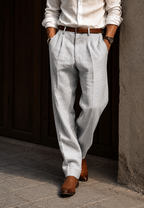 Pantalón hombre lino corte recto pinzas - Manuel