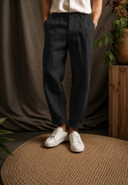 Pantalón hombre lino pinzas corte recto trabillas bolsillos laterales - Rene