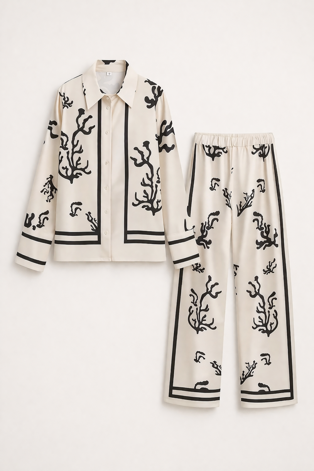 Conjunto mujer blusa pantalón ancho estampado elegante - Peony