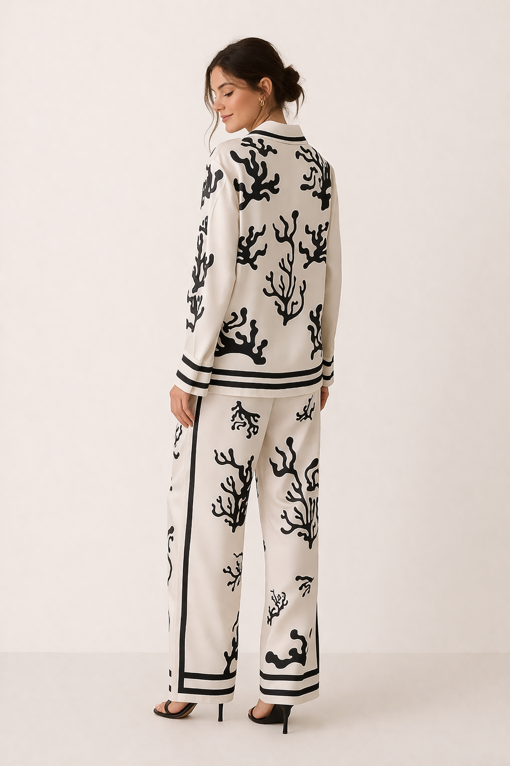 Conjunto mujer blusa pantalón ancho estampado elegante - Peony