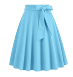 Falda midi de mujer de línea A con lazo lateral - de talle alto y elegante