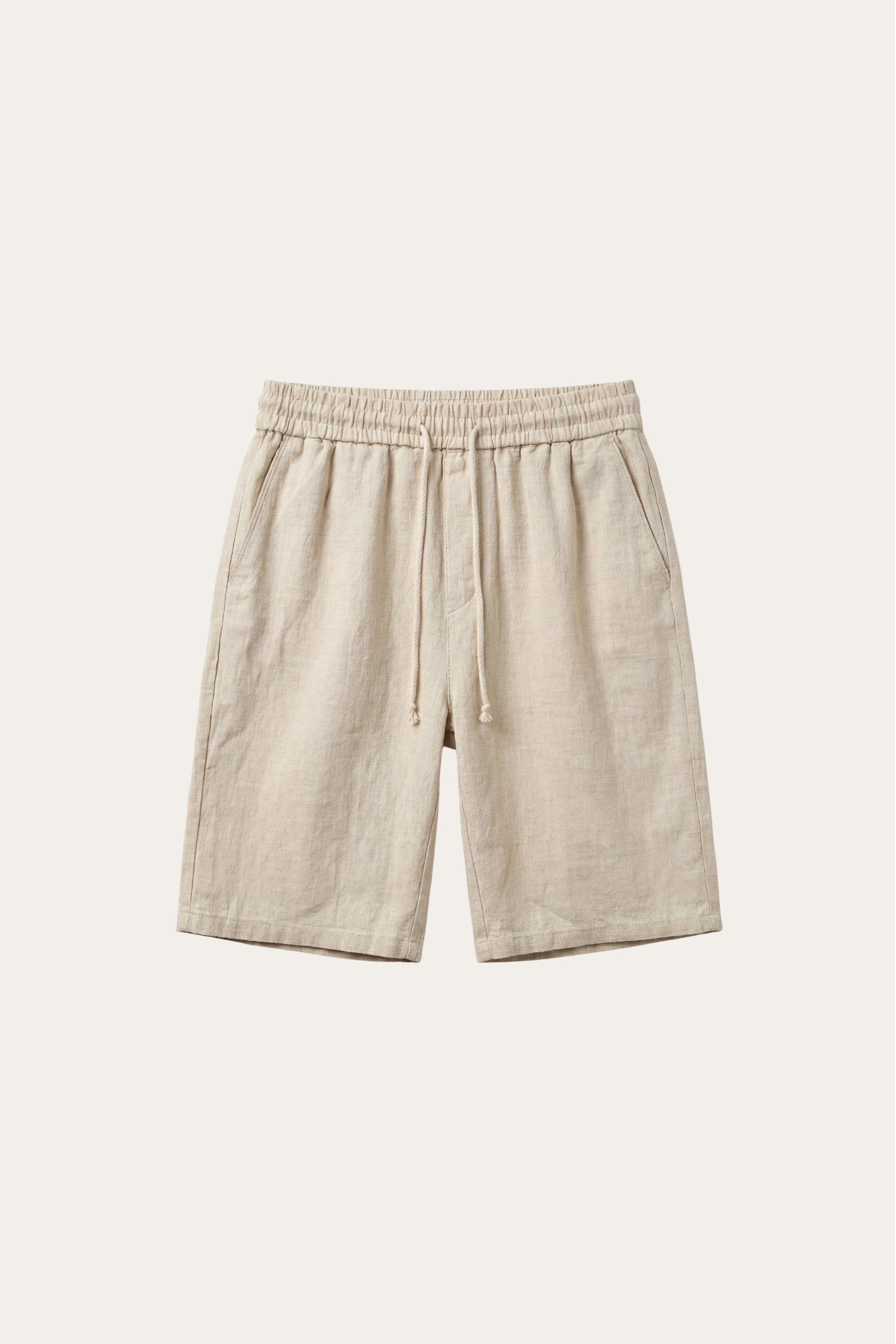 Pantalón corto de lino con cintura elástica y cordón ajustable para hombre - Lecce