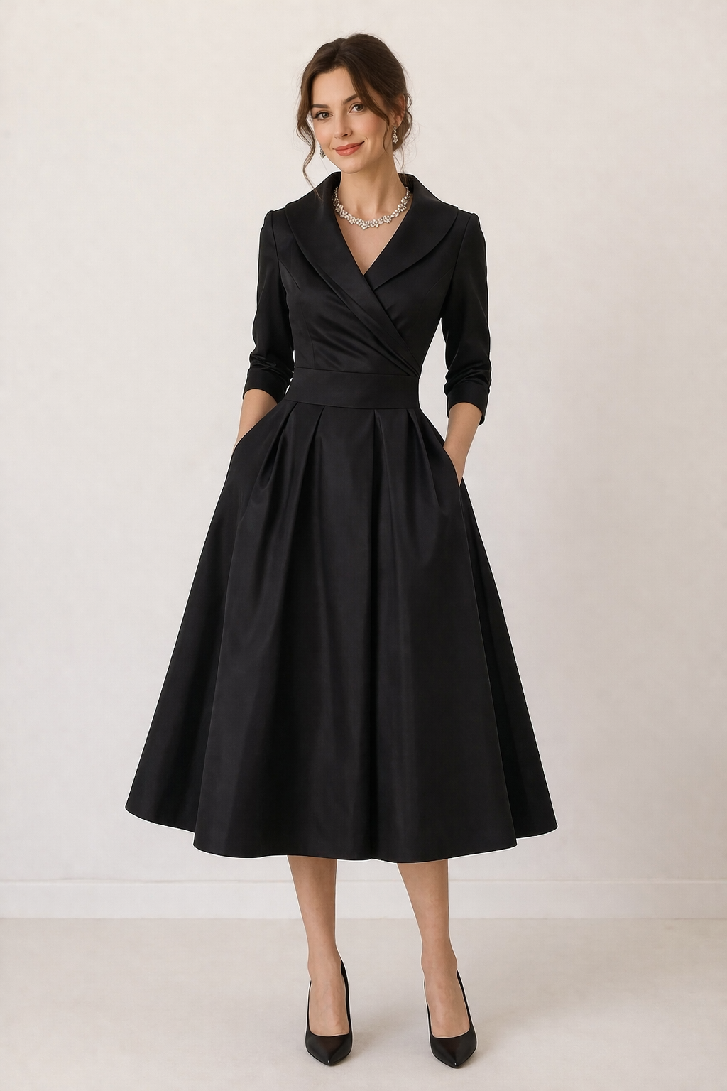 Vestido midi mujer escote cruzado mangas elegantees - Liesel