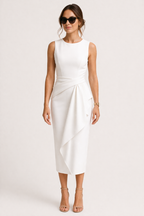 Vestido midi oficina mujer ajuste definido estilo profesional - Lirena