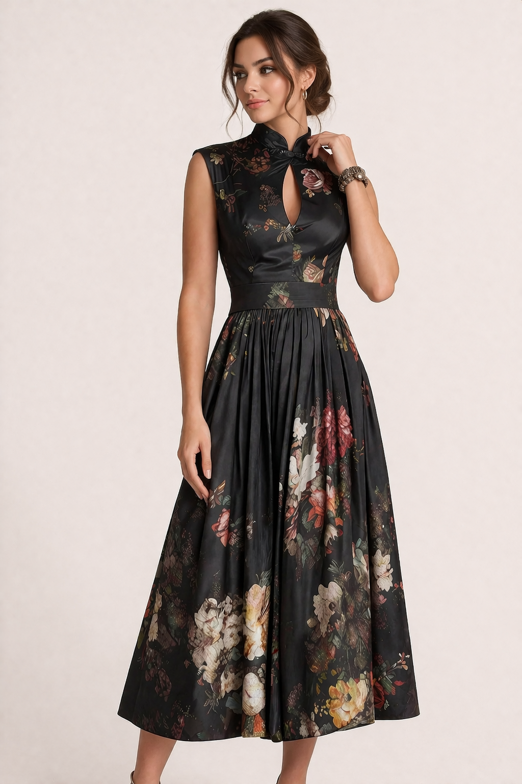 Vestido mujer floral elegante midi estilo floral - Giada