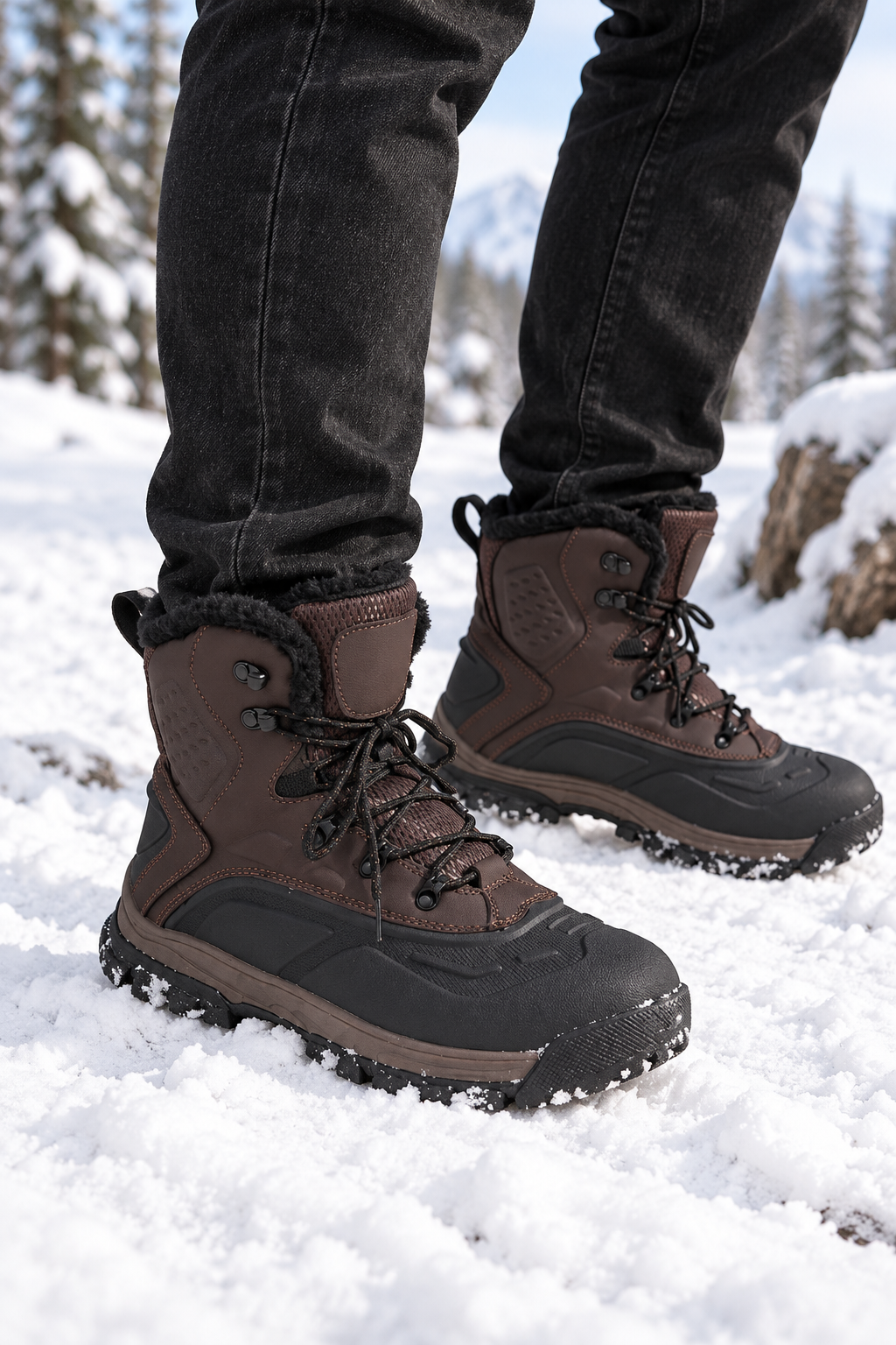Botas nieve hombre caña alta cordones metálicos suela dentada - Vardek