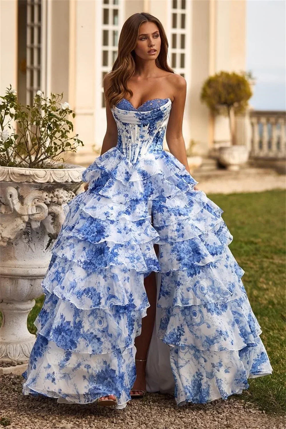 Vestido maxi estampado floral para mujer - Ivory