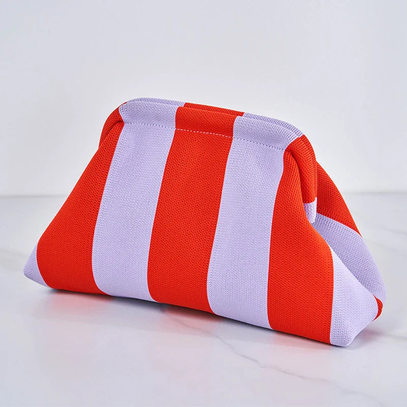 Bolso tejido para mujer estilo primavera verano con diseño de rayas