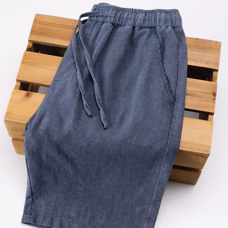 Pantalón corto de algodón y lino para hombre - Neroli