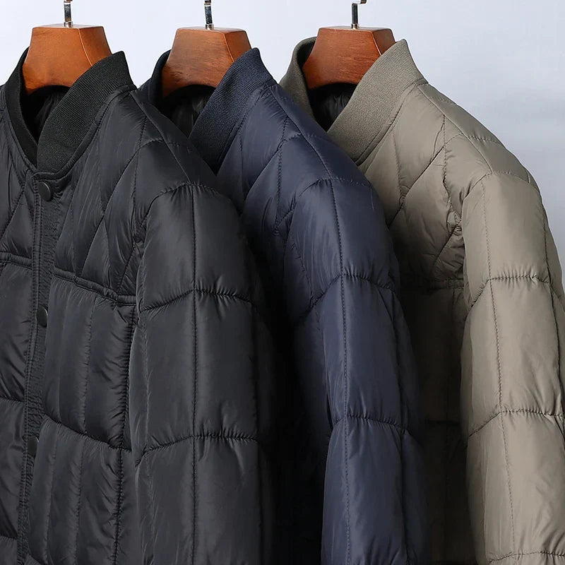 Chaqueta hombre piel vegana algodón hidrófugo sin cuello aislamiento reciclado - Leiner