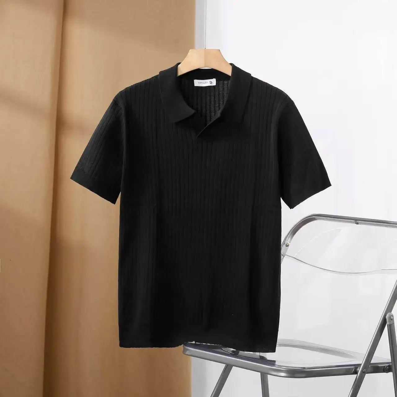 Polo para hombre ajuste slim con textura vertical y cuello abierto - Darel