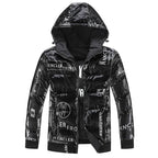 Chaqueta acolchada hombre efecto vinilo capucha ajustable brillante gráfica urbana - Lanuz
