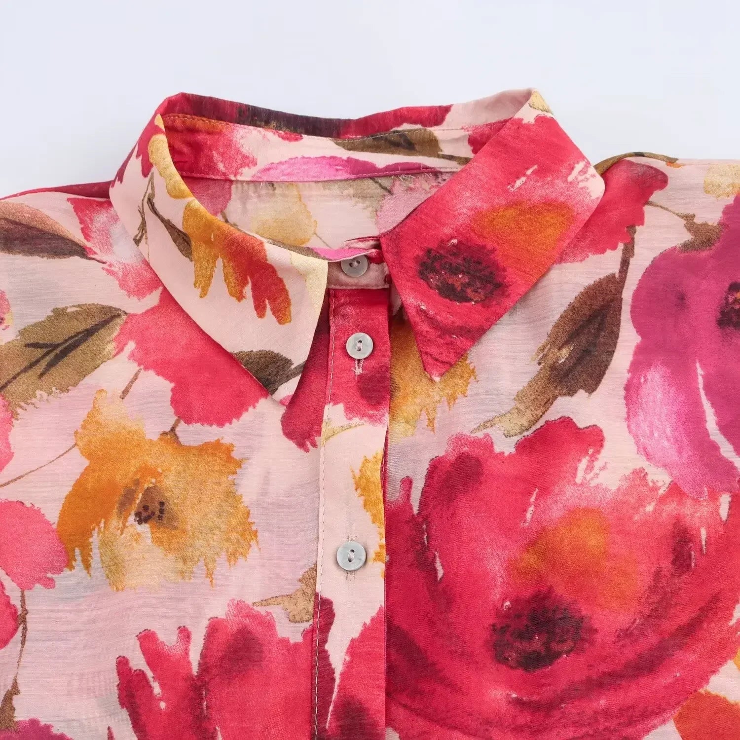 Blusa de mujer con estampado floral manga larga - Afrodite