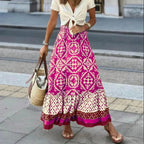 Falda de verano para mujer con cintura alta - maxi