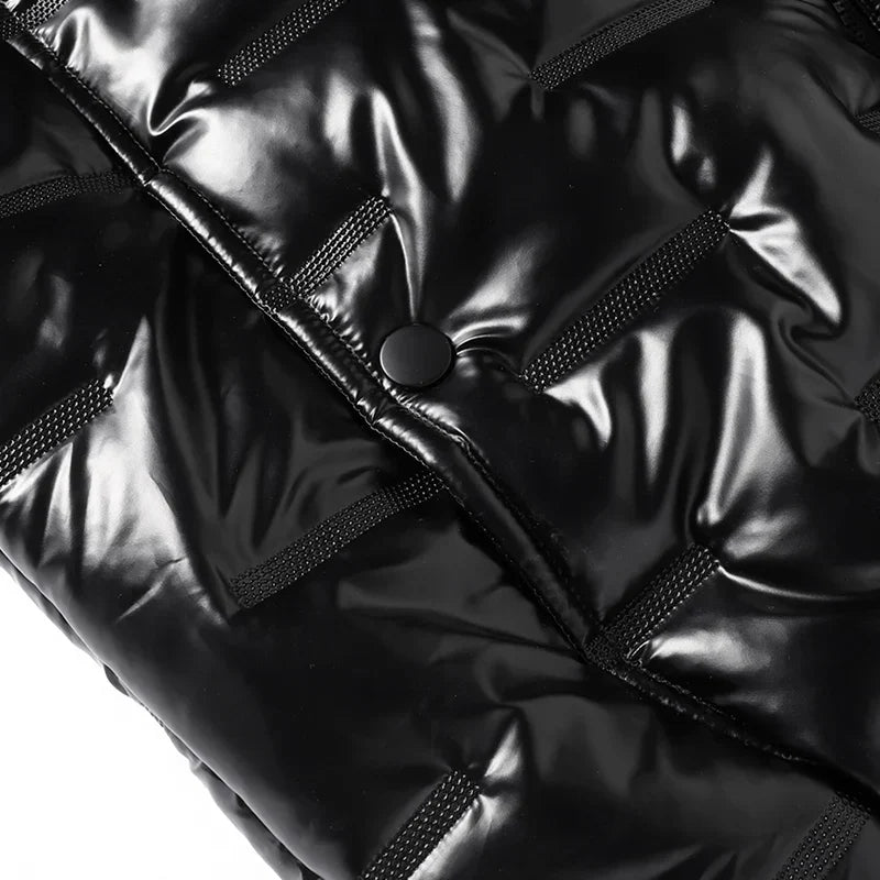 Chaqueta acolchada hombre plateada metalizada capucha ligera llamativa moderna - Luuk