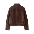 Chaqueta de ante con bolsillos frontales para mujer - Mireane