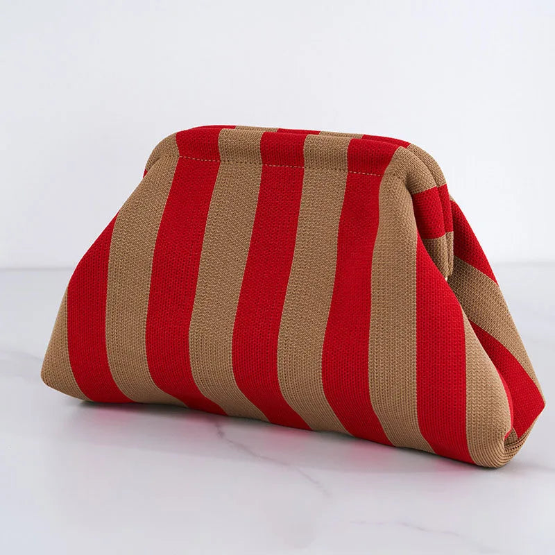 Bolso tejido para mujer estilo primavera verano con diseño de rayas