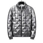 Chaqueta acolchada hombre plateada metalizada capucha ligera llamativa moderna - Luuk