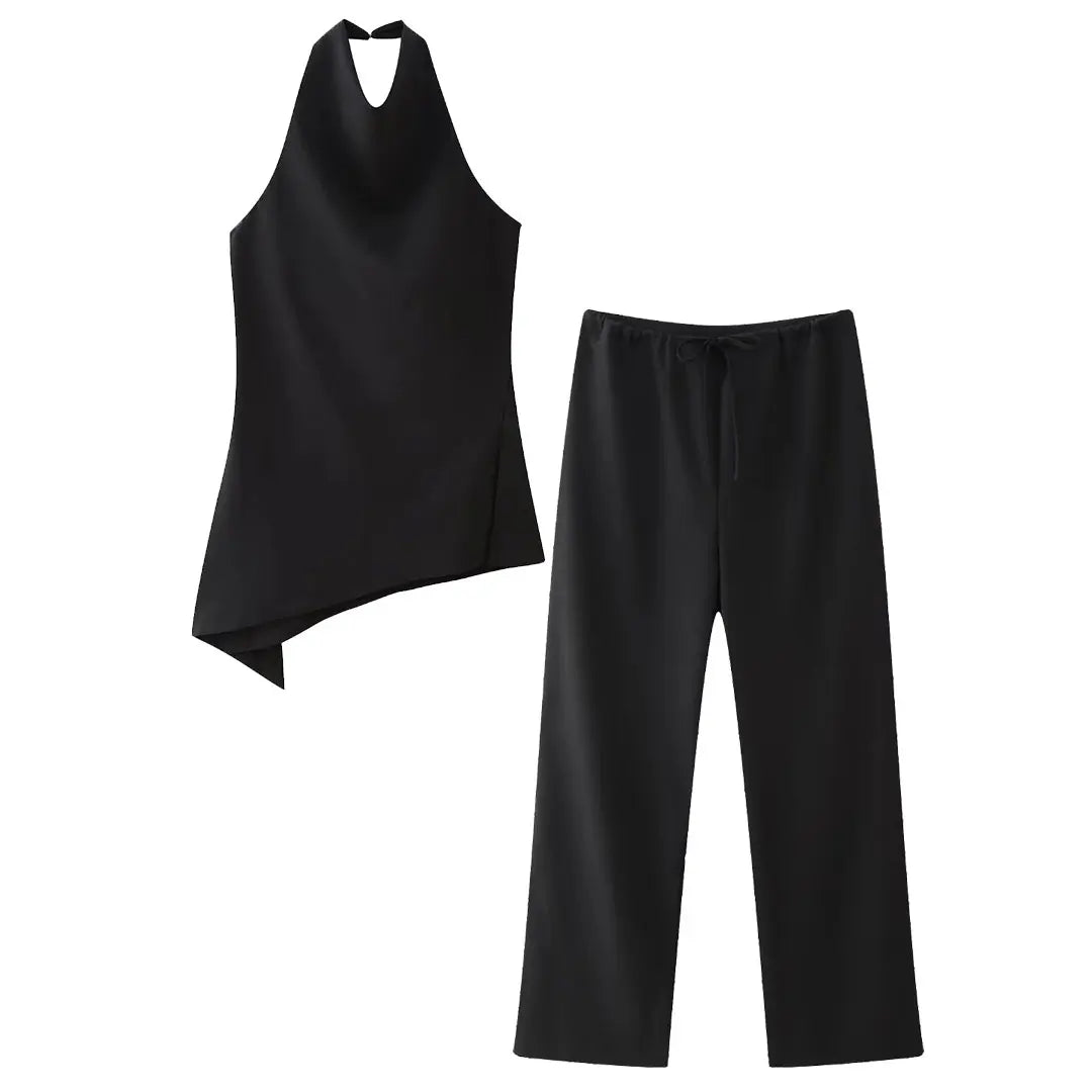 Conjunto mujer halter espalda descubierta y pantalón fluido - Mishlova