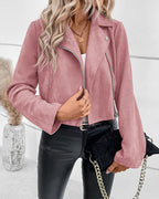 Cazadora biker mujer efecto ante cropped cremallera - Vianne