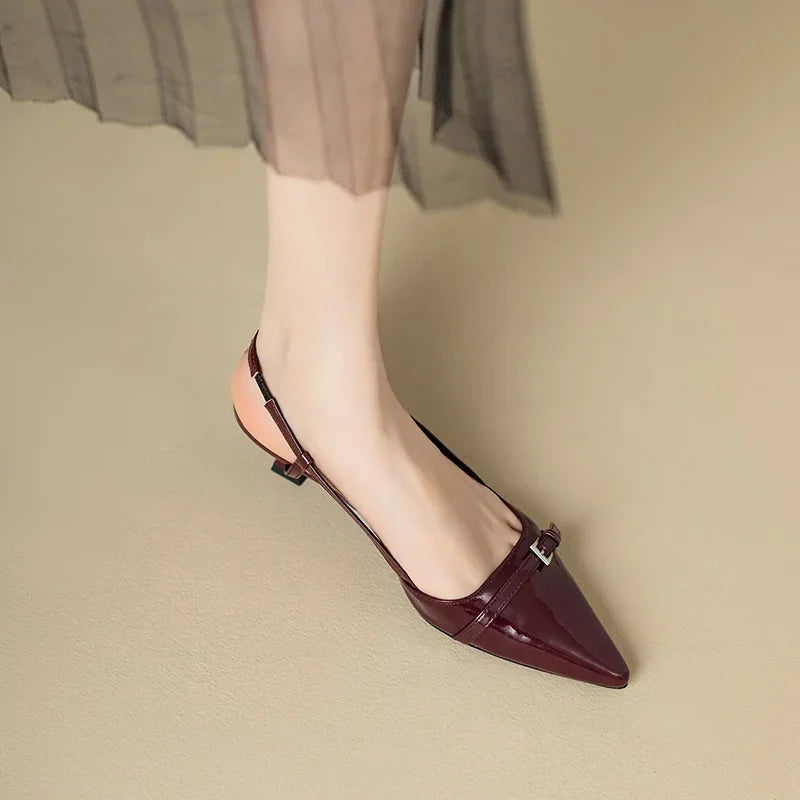Zapatos mujer punta fina abiertos tira empeine tacón bajo elegantes - Chloé