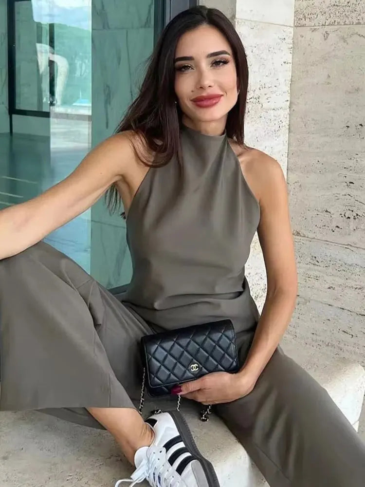Conjunto mujer halter espalda descubierta y pantalón fluido - Mishlova