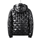 Chaqueta acolchada hombre plateada metalizada capucha ligera llamativa moderna - Luuk