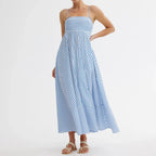 Maxi vestido para mujer con tirantes finos y diseño de rayas - Alvera