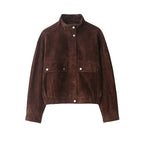 Chaqueta de ante con bolsillos frontales para mujer - Mireane