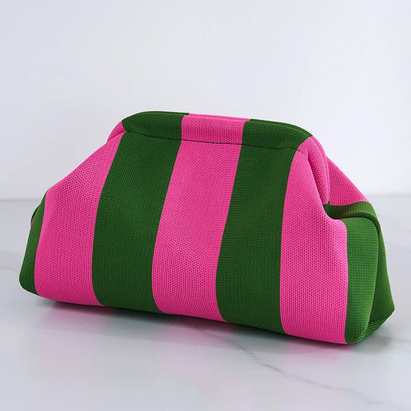 Bolso tejido para mujer estilo primavera verano con diseño de rayas