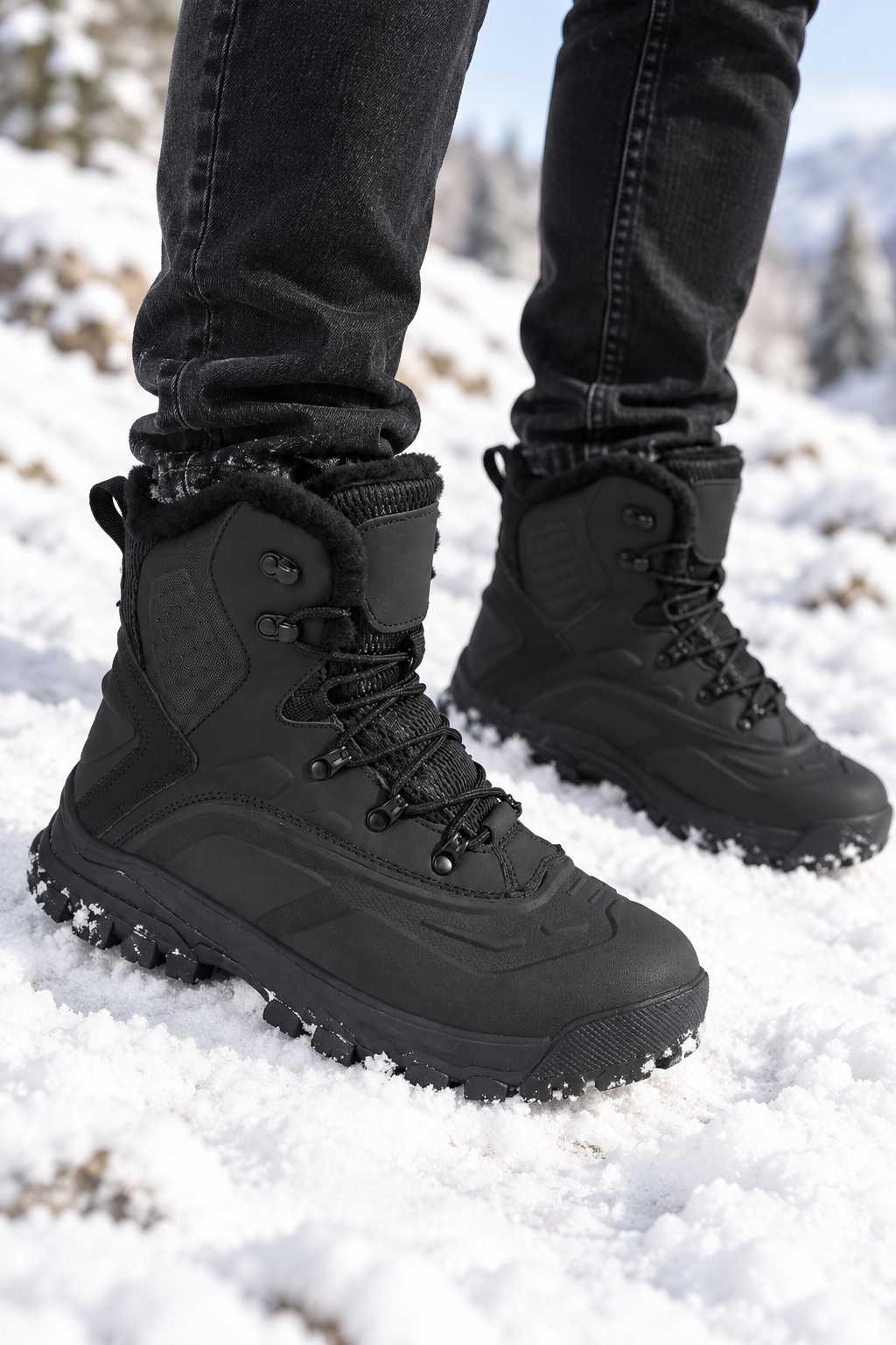 Botas nieve hombre caña alta cordones metálicos suela dentada - Vardek