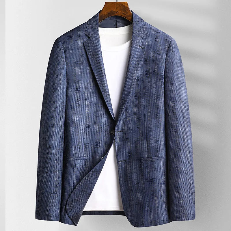 Blazer hombre punto gofre rayas jacquard solapa sencilla elegante sartorial - Wolf