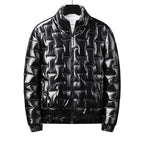 Chaqueta acolchada hombre plateada metalizada capucha ligera llamativa moderna - Luuk