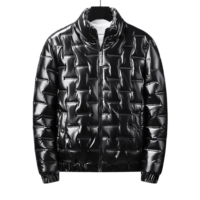 Chaqueta acolchada hombre plateada metalizada capucha ligera llamativa moderna - Luuk