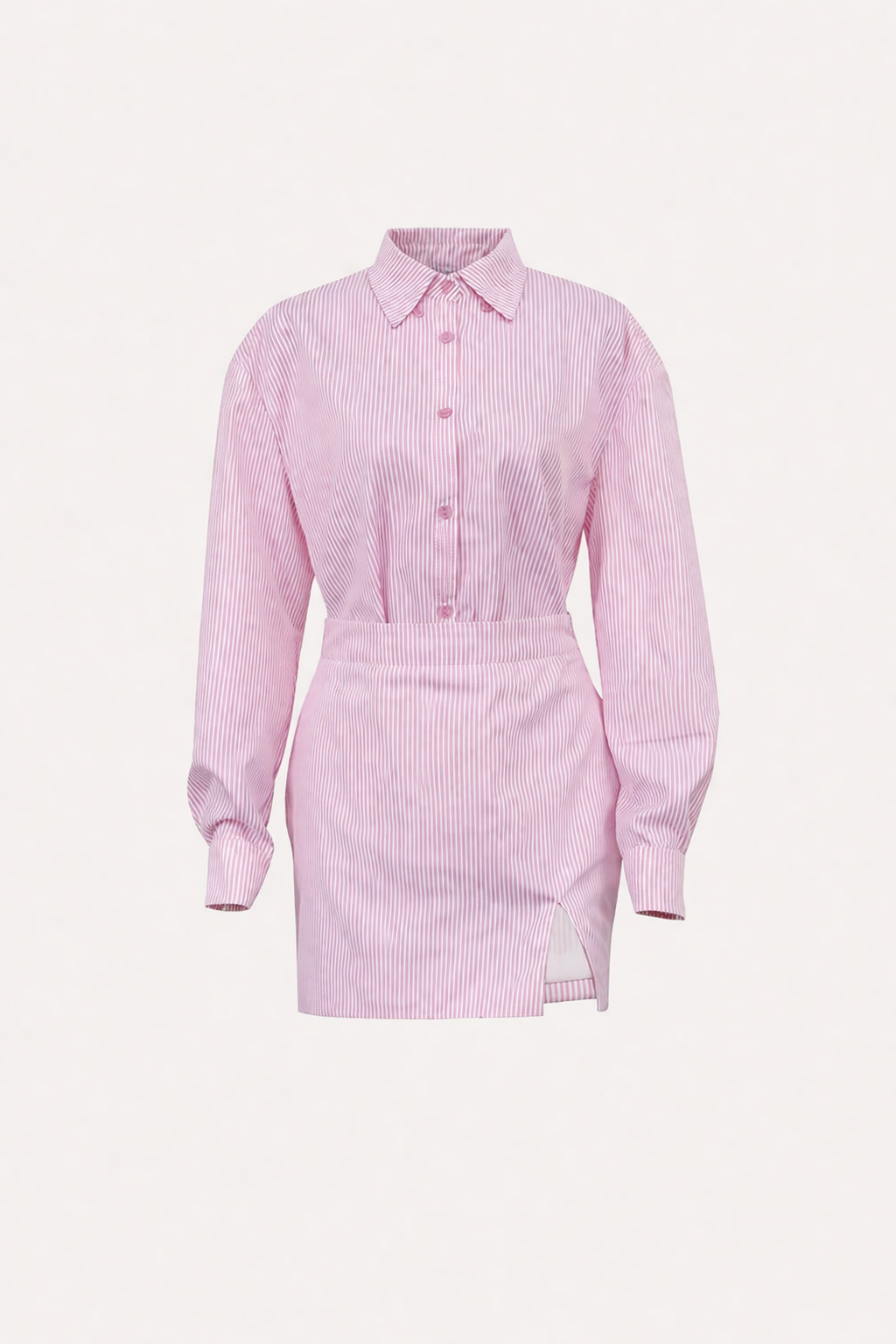 Conjunto camisa falda mujer rayas estilo urbano - Ximena