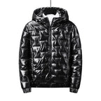 Chaqueta acolchada hombre plateada metalizada capucha ligera llamativa moderna - Luuk