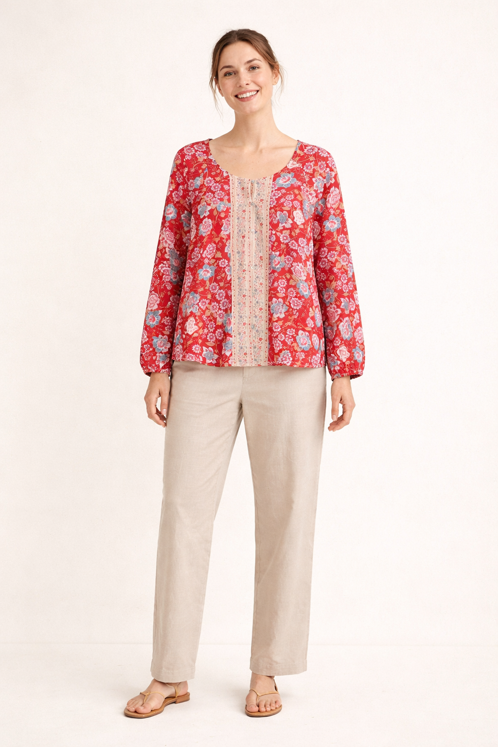 Blusa estampada floral manga larga para mujer - Matilde